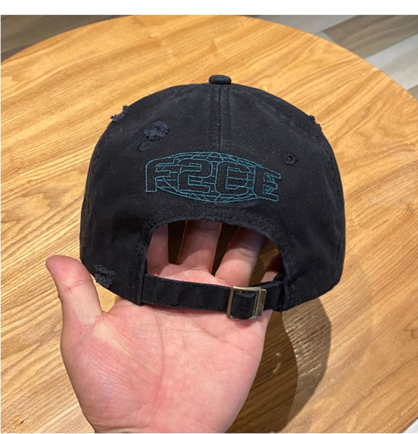 Baseball Cap Embroidered Distressed Lettering