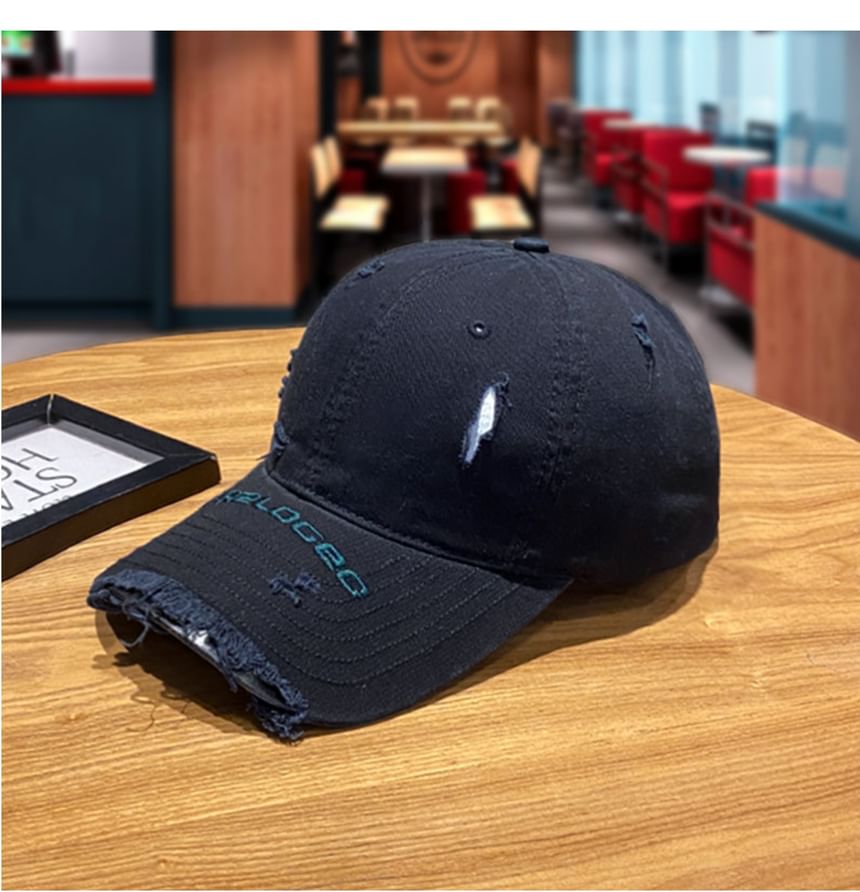 Baseball Cap Embroidered Distressed Lettering
