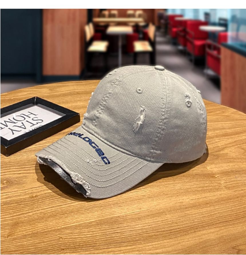 Baseball Cap Embroidered Distressed Lettering