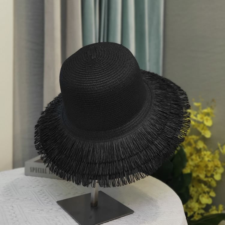 Straw Hat Sun Fringed Plain