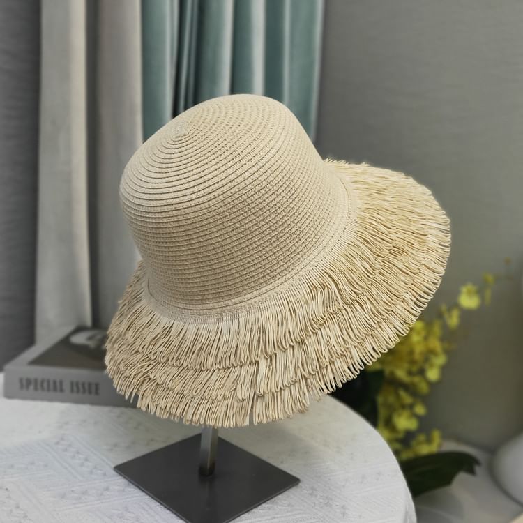 Straw Hat Sun Fringed Plain