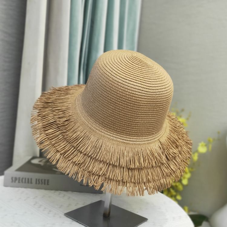 Straw Hat Sun Fringed Plain