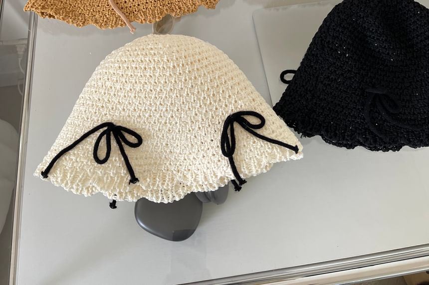 Bow Bucket Hat Knit