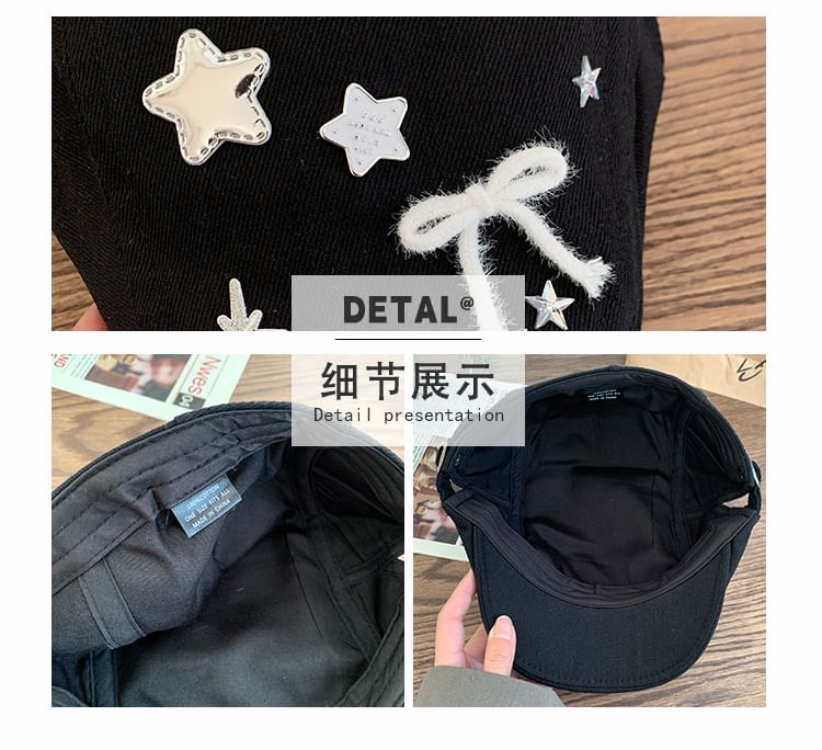 Star Cap Applique Bow Flat