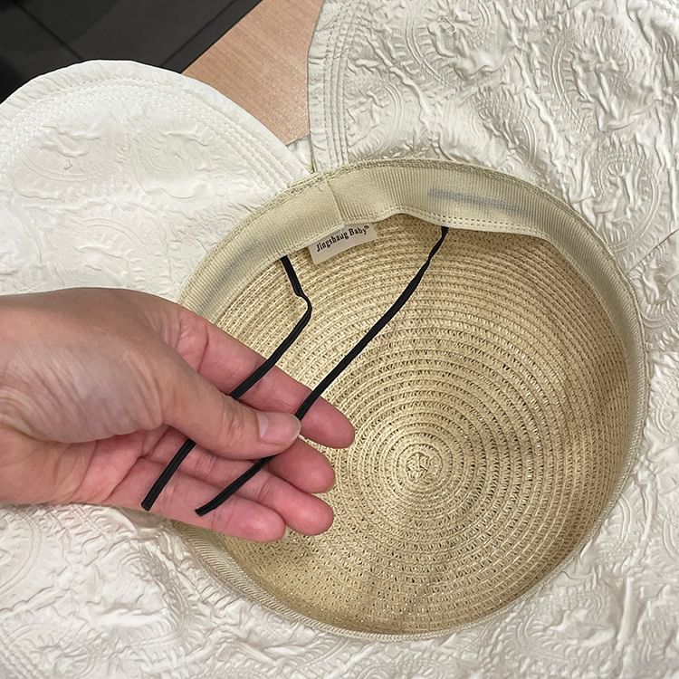 Two Tone Bow Sun Hat Straw