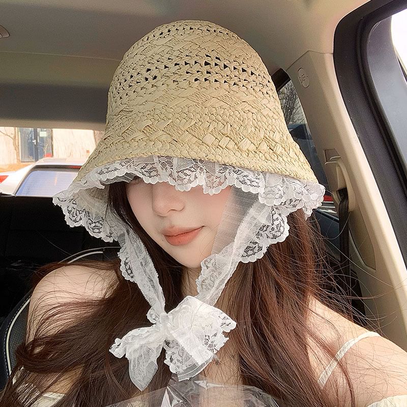 Hat Lace Bucket Trim Straw
