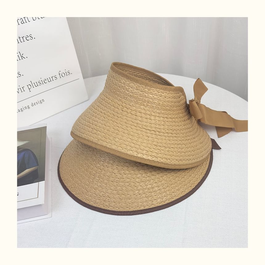 Brim Sun Wide Visor Contrast Trim Straw