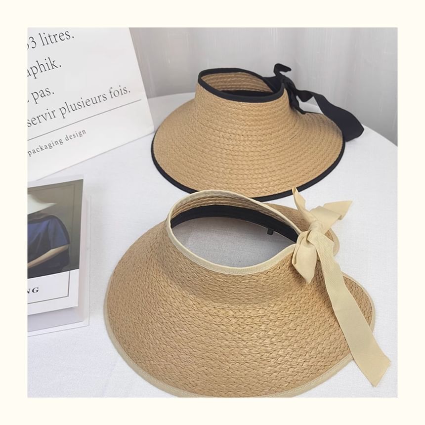 Brim Sun Wide Visor Contrast Trim Straw