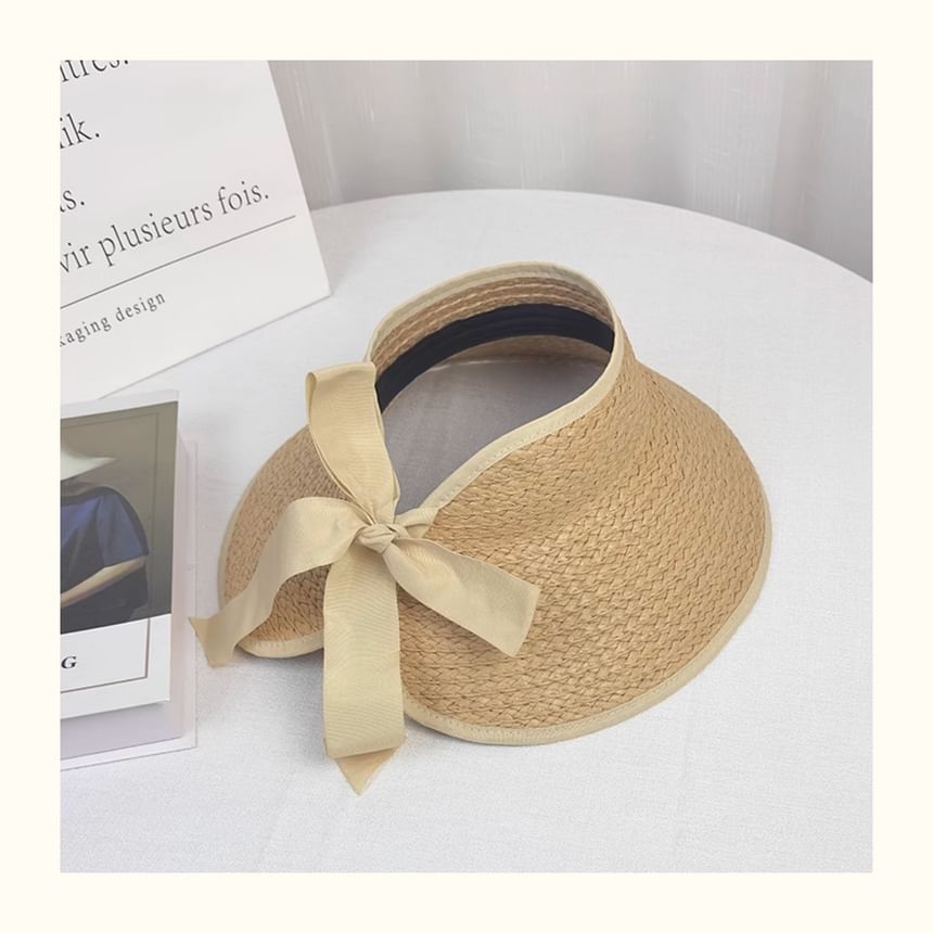 Brim Sun Wide Visor Contrast Trim Straw