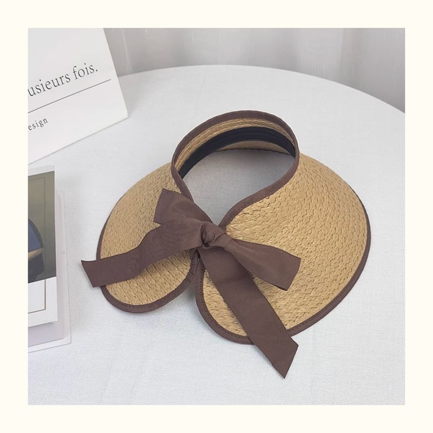 Brim Sun Wide Visor Contrast Trim Straw