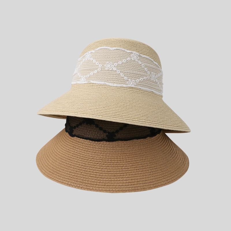 Straw Hat Lace Bow Sun
