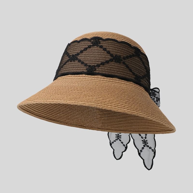 Straw Hat Lace Bow Sun