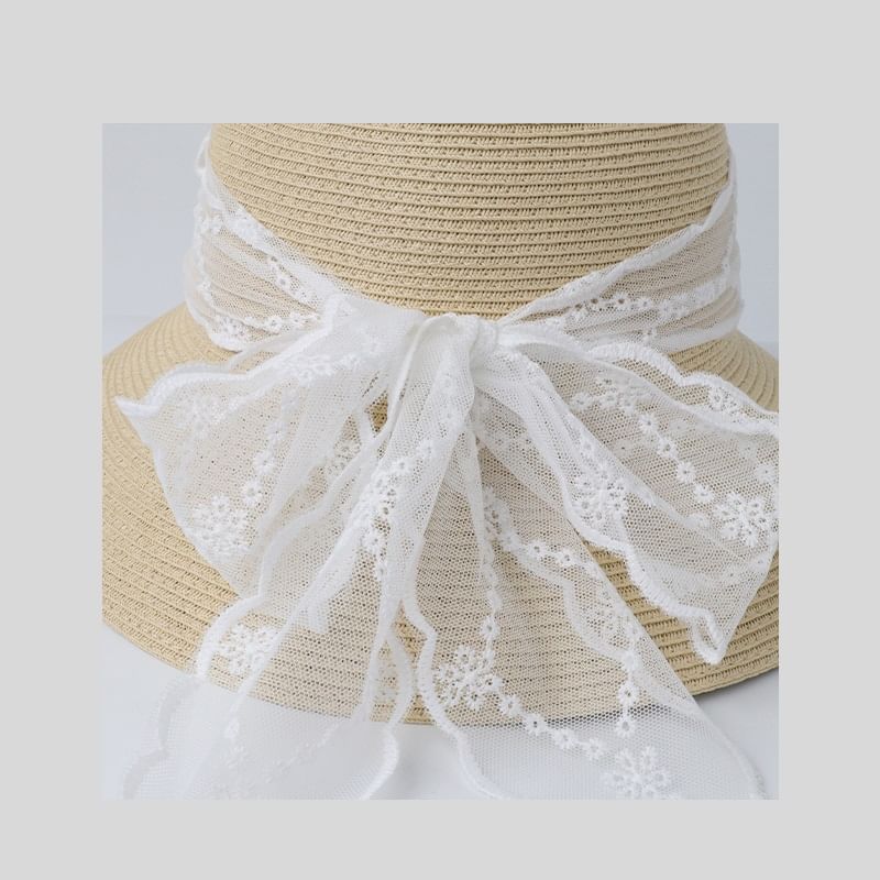 Straw Hat Lace Bow Sun
