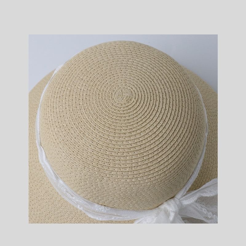 Straw Hat Lace Bow Sun