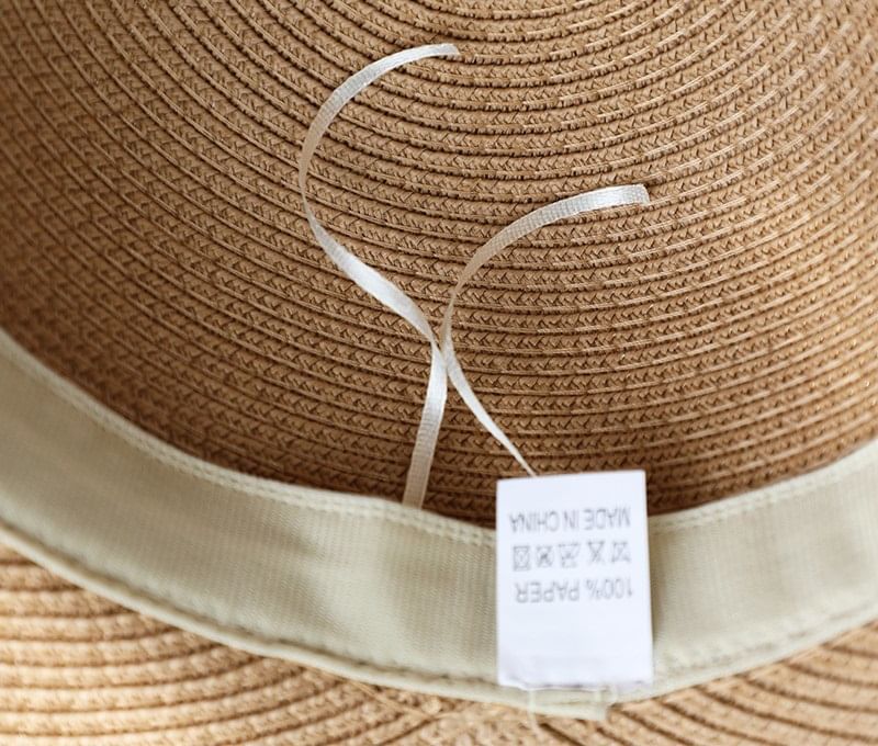 Sun Straw Bow Chained Hat