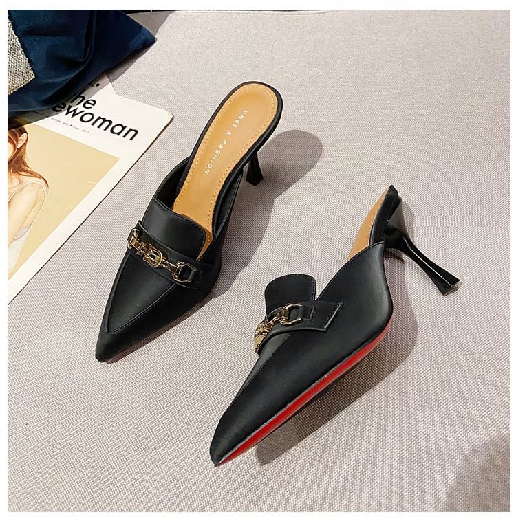 Horsebit High Pointed Heel Toe Mules