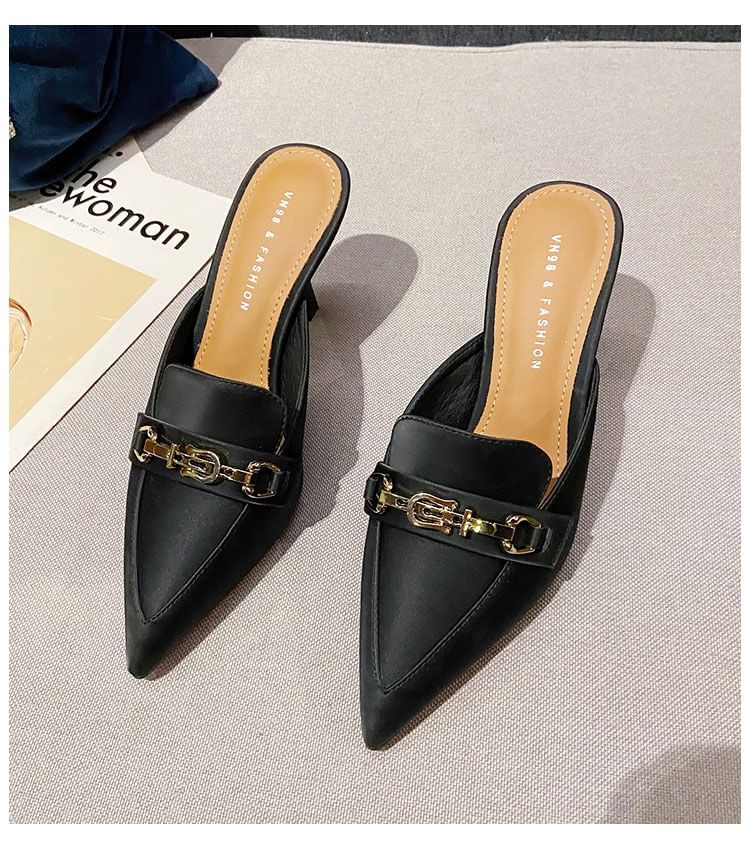 Horsebit High Pointed Heel Toe Mules