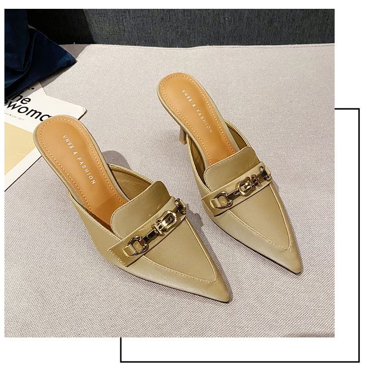 Horsebit High Pointed Heel Toe Mules