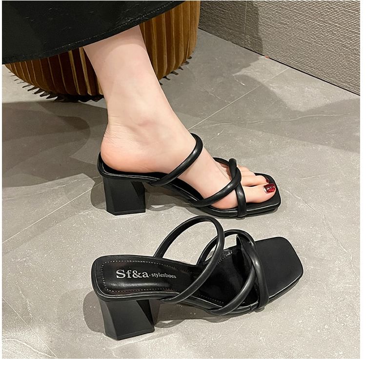 Slide Block Heel Sandals