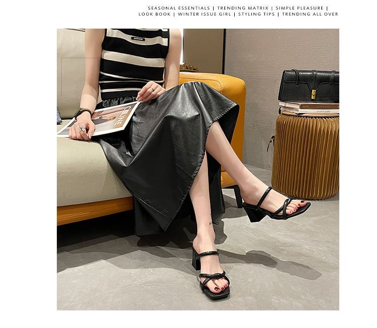 Slide Block Heel Sandals