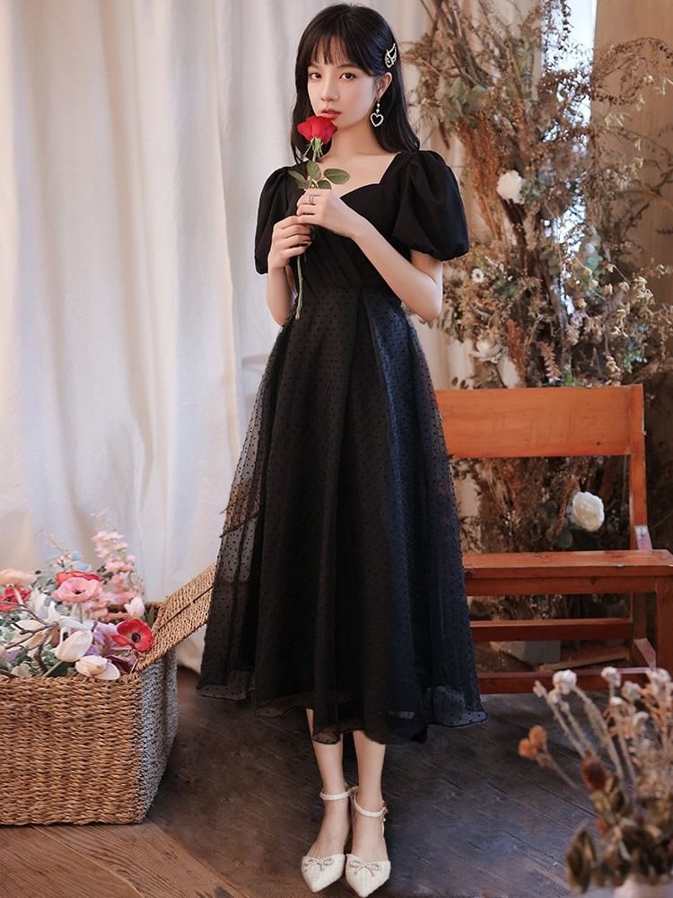 A-Line (Various Neck Square Gown Evening Designs) Short-Sleeve Glitter