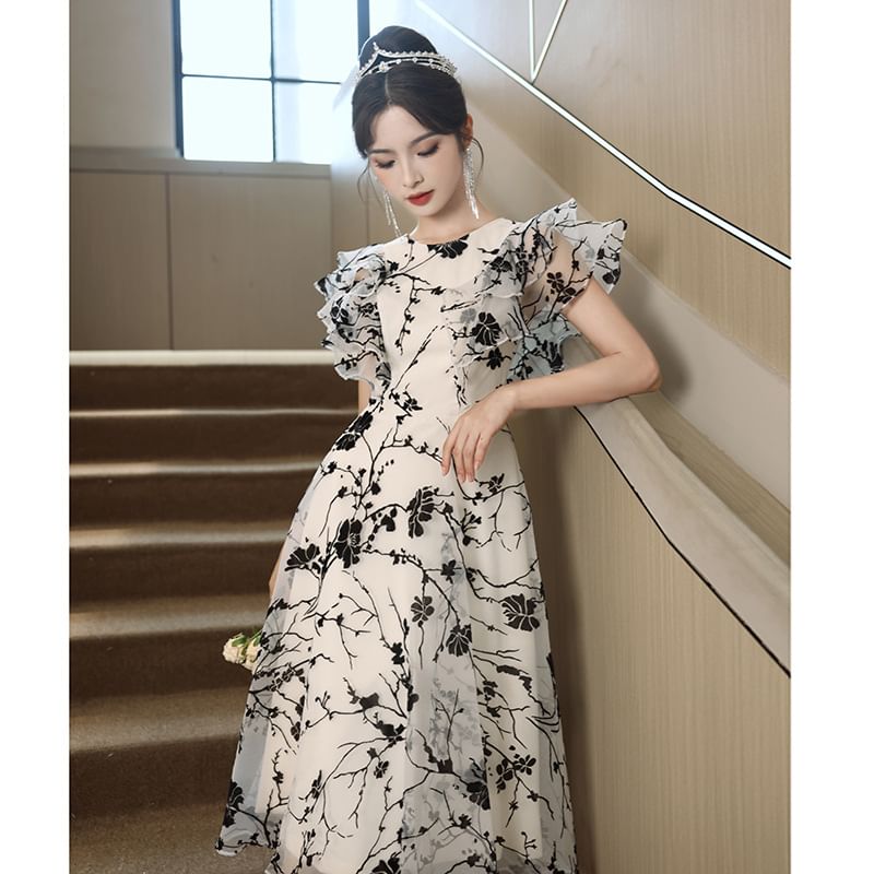 Floral Short-Sleeve A-Line (Various Gown Evening Designs)