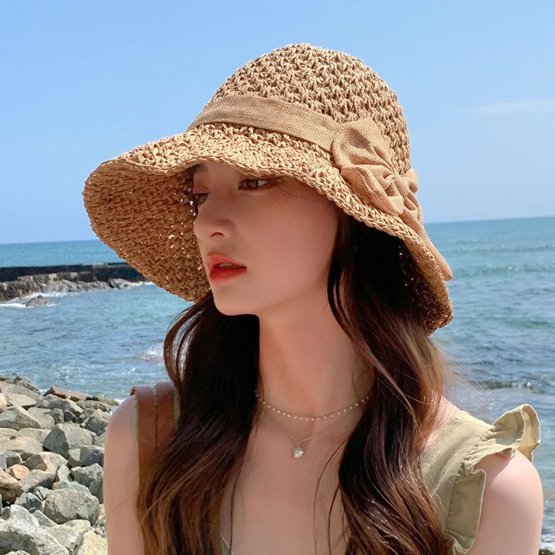 Straw Bow Hat Sun