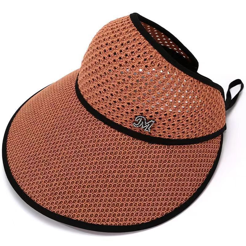 Trim Top Open Lettering Hat Contrast Sun