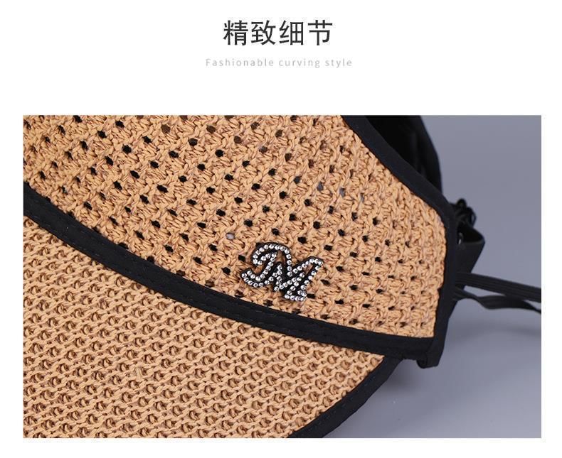 Trim Top Open Lettering Hat Contrast Sun