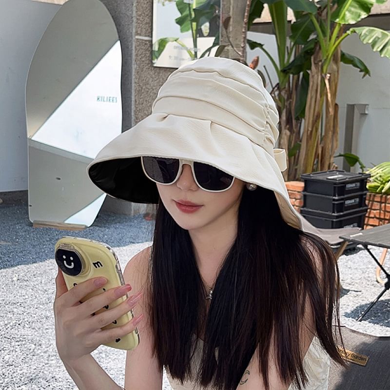 Brim Wide Bucket Hat Ruched Bow