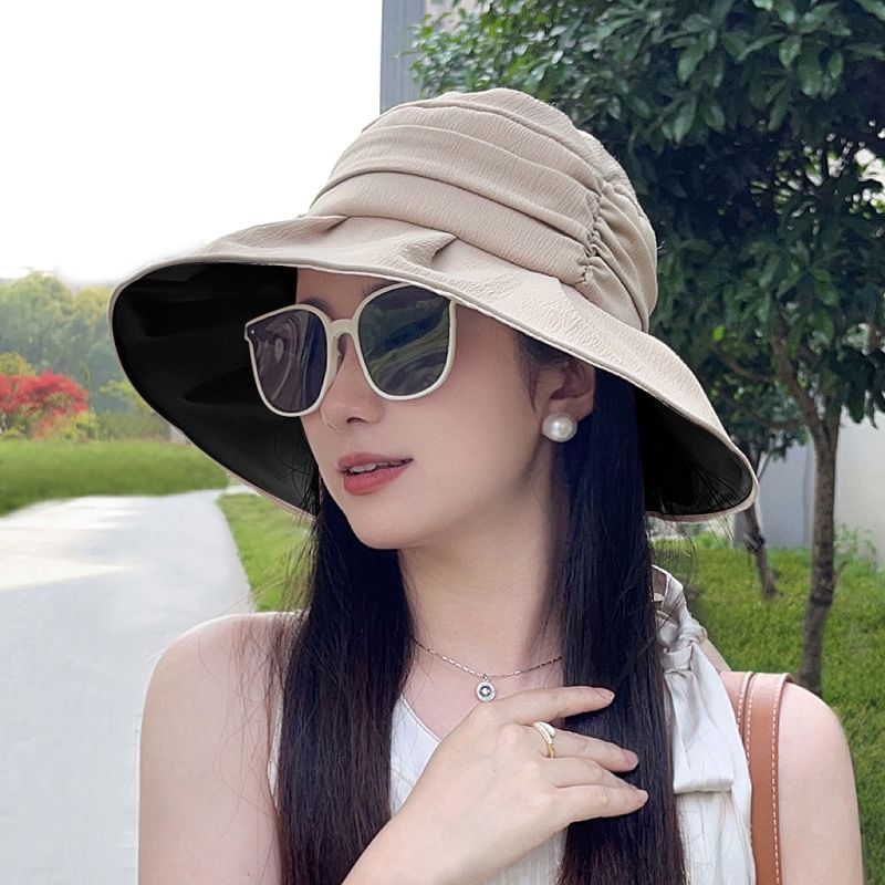 Brim Wide Bucket Hat Ruched Bow