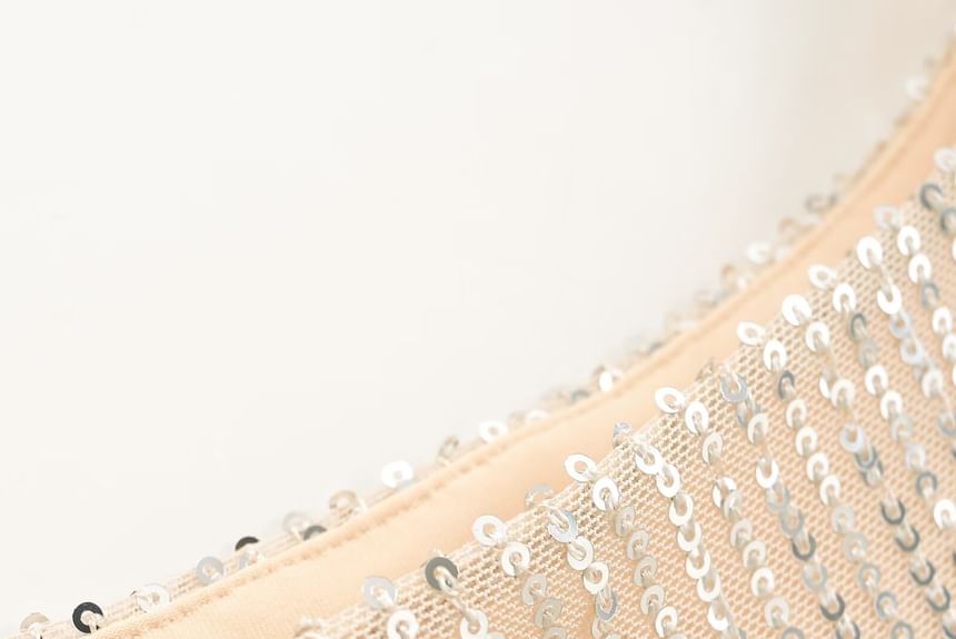 Neck Spaghetti Mermaid Evening Open Gown Back Sequin Strap Scoop