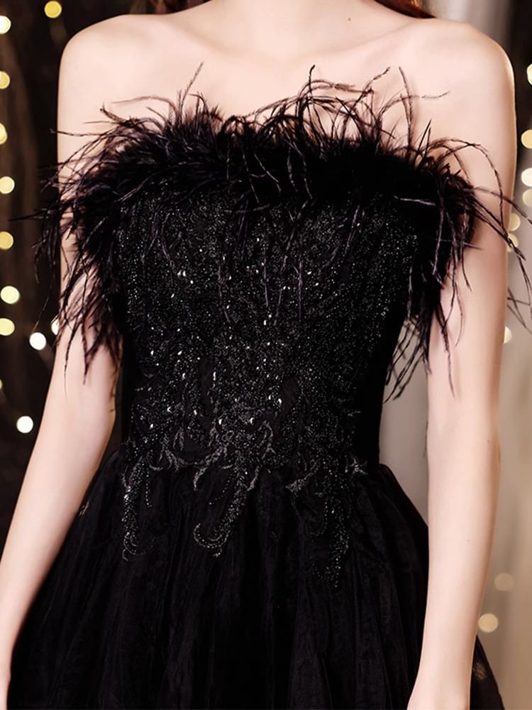 Evening Panel Strapless Lace Gown Sequin A-Line