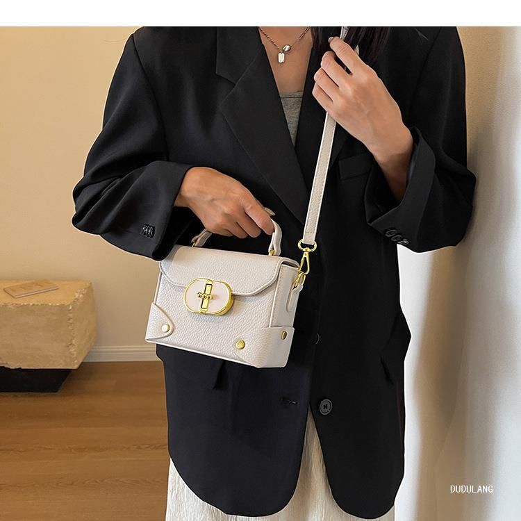 Handle Faux Top Bag Crossbody Flap Leather Plain