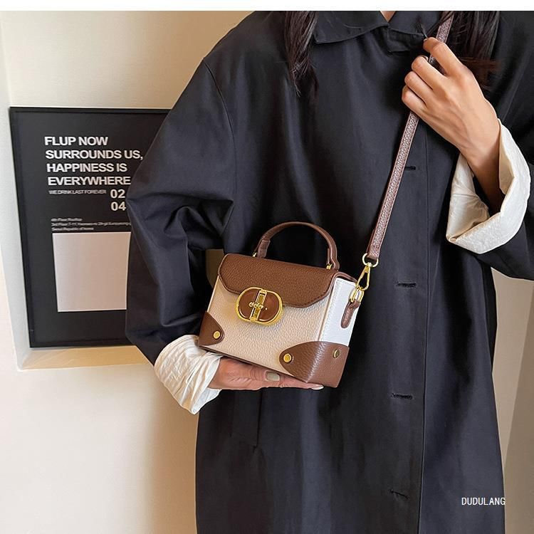 Handle Faux Top Bag Crossbody Flap Leather Plain