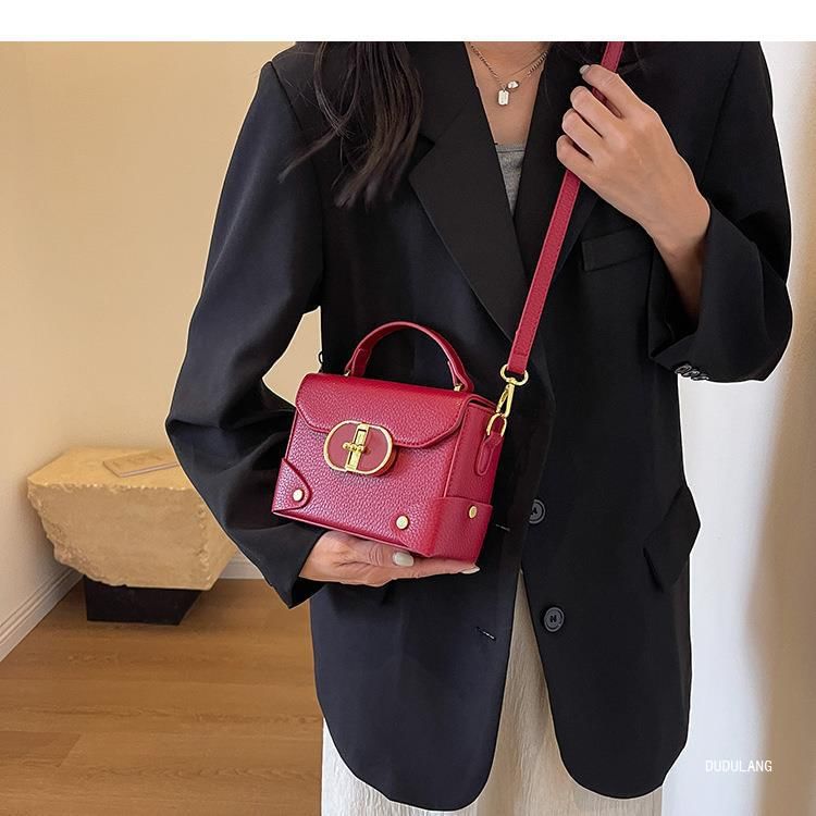 Handle Faux Top Bag Crossbody Flap Leather Plain