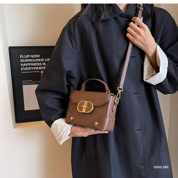 Handle Faux Top Bag Crossbody Flap Leather Plain