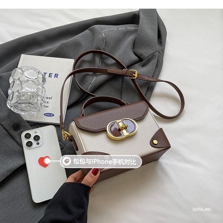 Handle Faux Top Bag Crossbody Flap Leather Plain