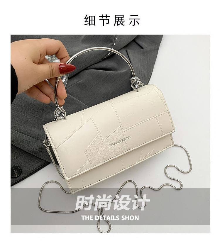 Top Leather Flap Faux Chain Crossbody Strap Bag Handle