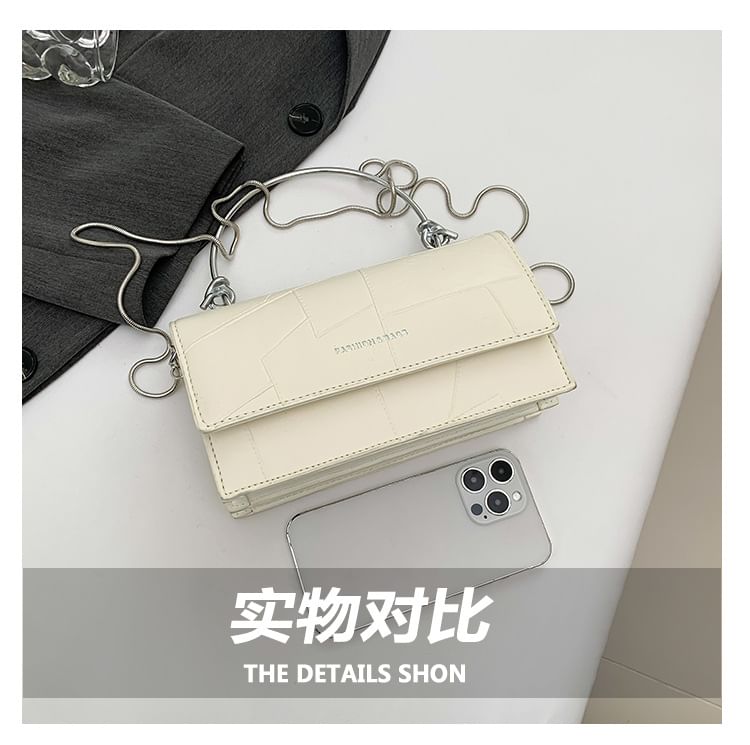 Top Leather Flap Faux Chain Crossbody Strap Bag Handle