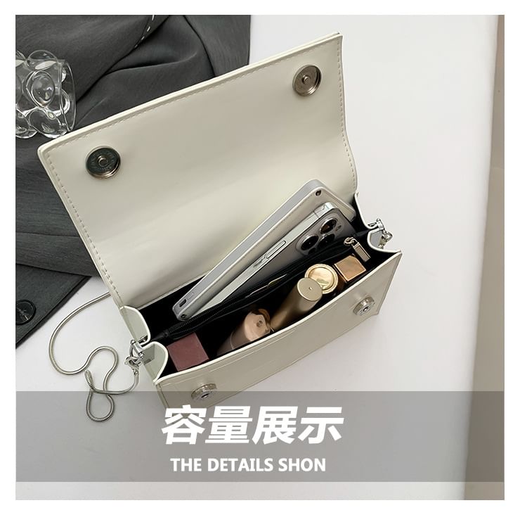 Top Leather Flap Faux Chain Crossbody Strap Bag Handle