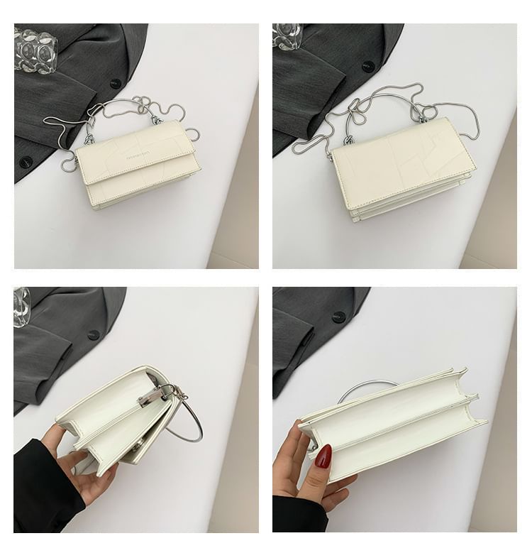 Top Leather Flap Faux Chain Crossbody Strap Bag Handle
