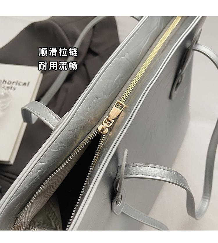 Leather Faux Tote Plain Bag