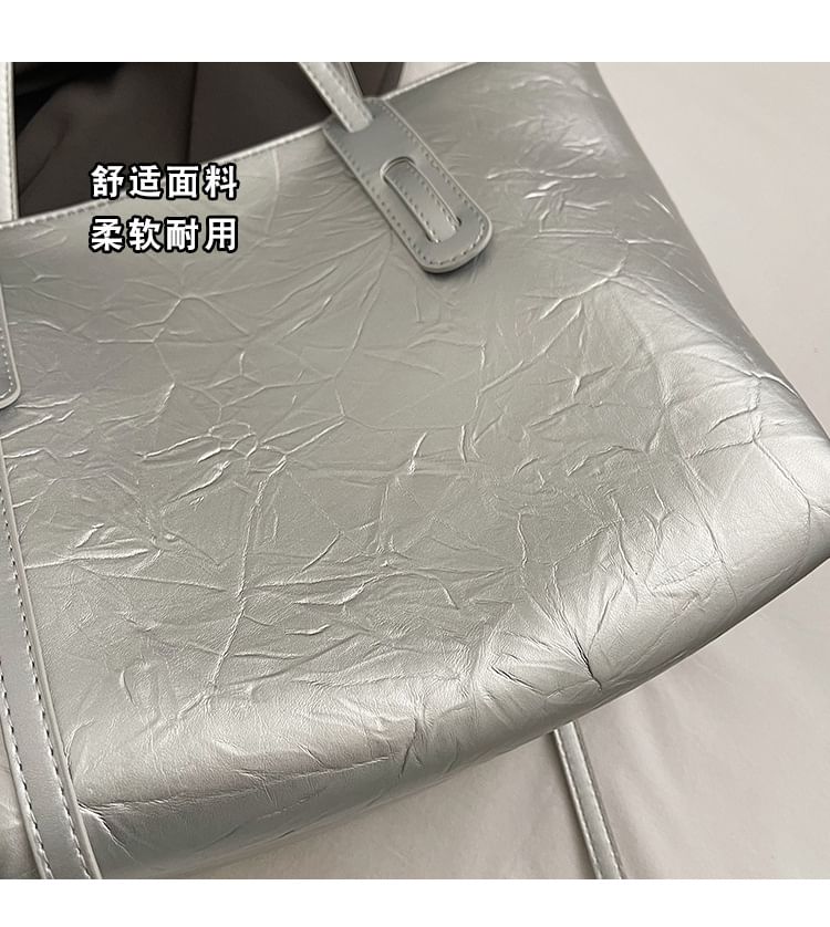 Leather Faux Tote Plain Bag