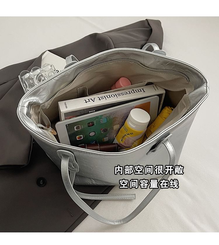 Leather Faux Tote Plain Bag