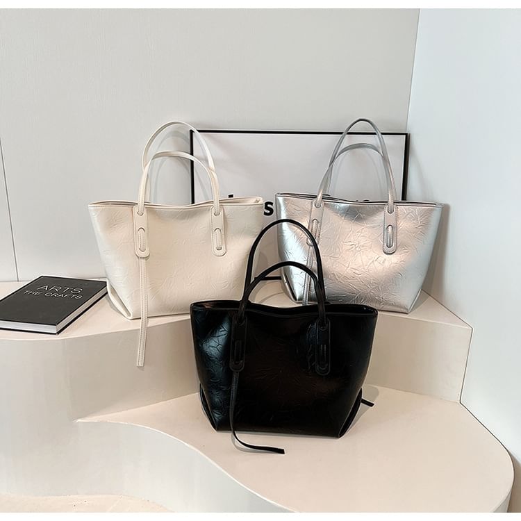 Leather Faux Tote Plain Bag