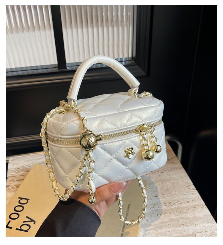 Leather Crossbody Strap Faux Quilted Bag Chain Plain