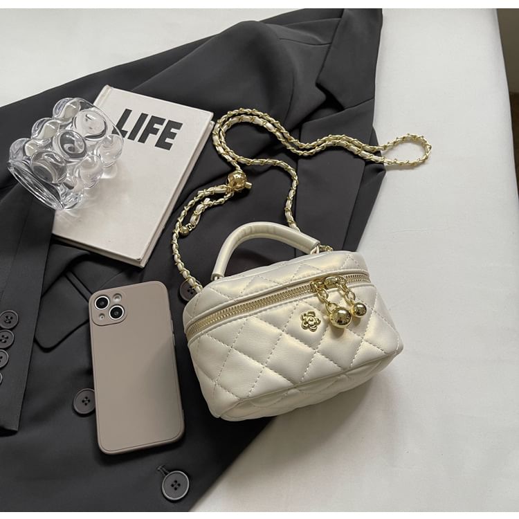 Leather Crossbody Strap Faux Quilted Bag Chain Plain