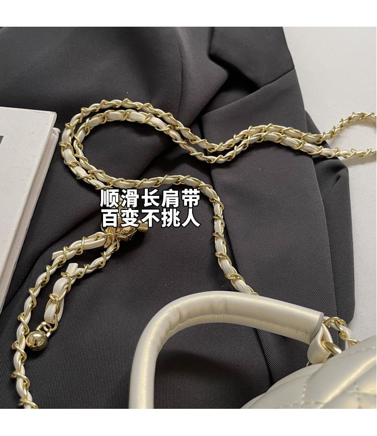 Leather Crossbody Strap Faux Quilted Bag Chain Plain