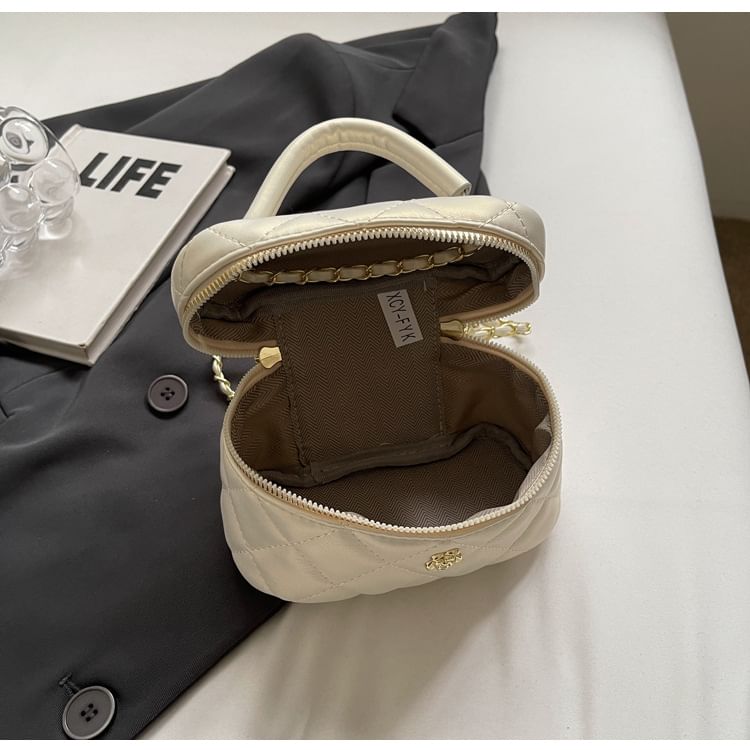 Leather Crossbody Strap Faux Quilted Bag Chain Plain